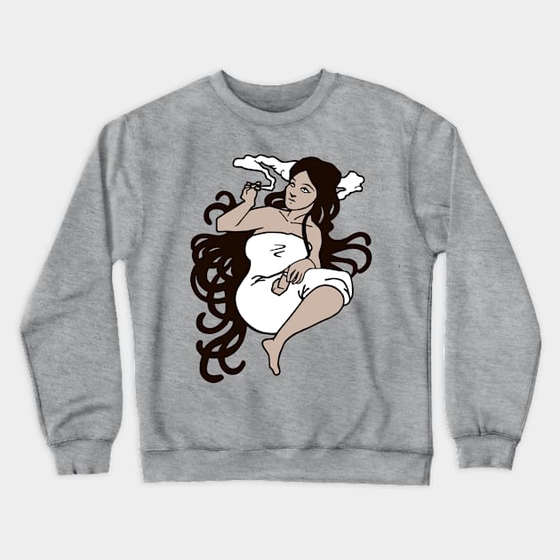 Job mucha smoke woman Crewneck Sweatshirt by Huggy Mauve